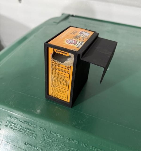 3D Printed Baking Soda Bracket for Your Garbage Can