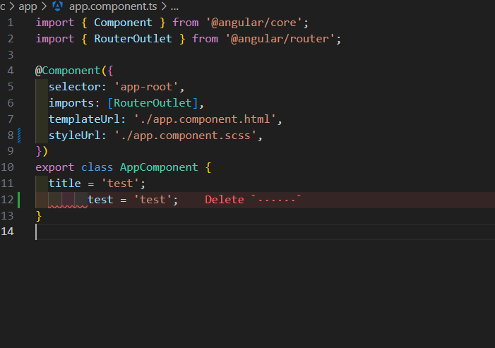 VS Code editor highlighting ESLint and Prettier formatting errors in a TypeScript file