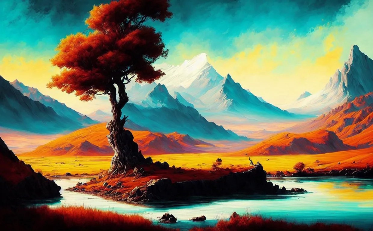 AI-generated scene produced with the Dreamlike Diffusion model
