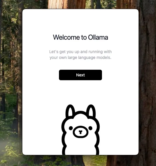 macOS Terminal app opened, ready to run Ollama commands