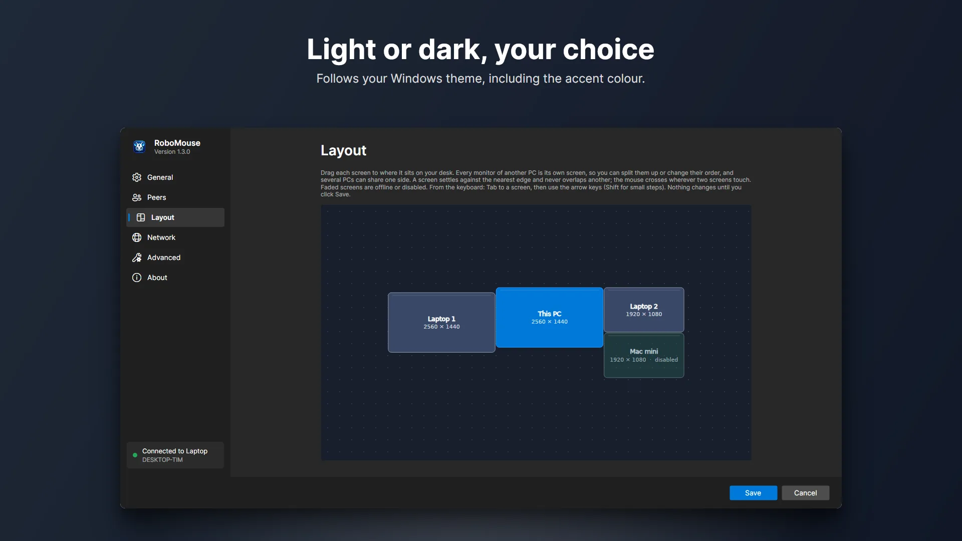 Light or dark, your choice